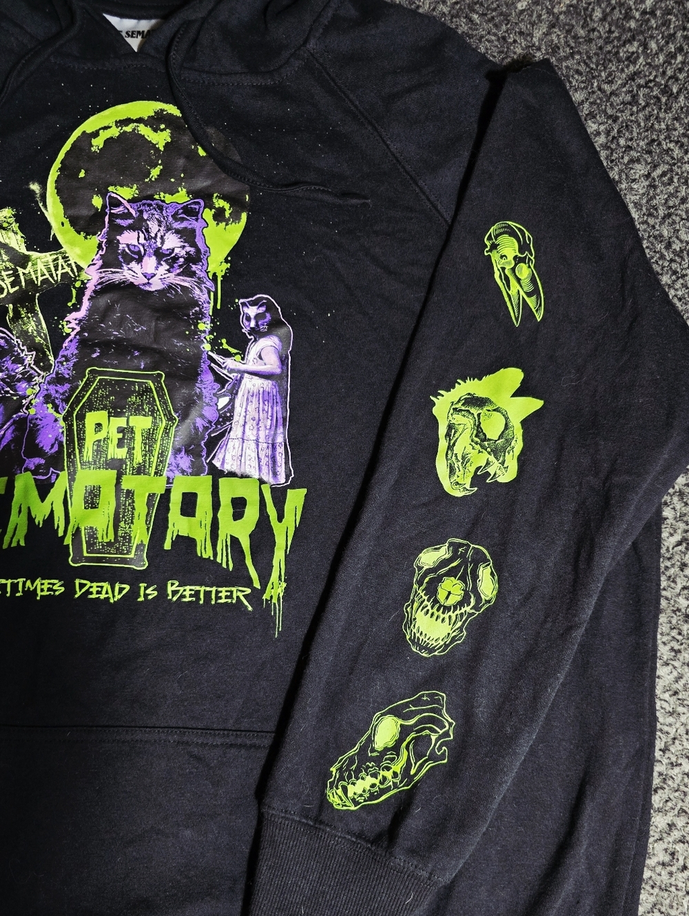 Pet Sematary Hoodie Torrid 2X Black Horror Graphic Neon Green Stephen King Goth - Picture 4 of 7